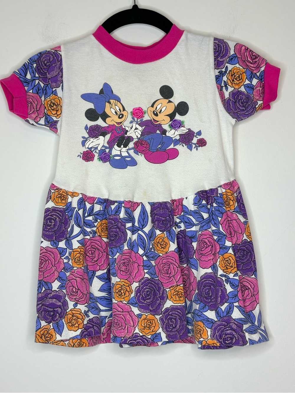 Vintage 90’s Mickey’s For Kids Disney Minnie & Mickey Floral Dress Size 4T